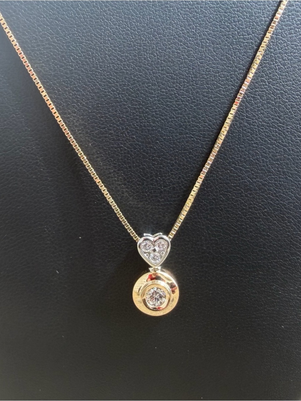 Gold Heart Pendant Necklace with CZ Accent
